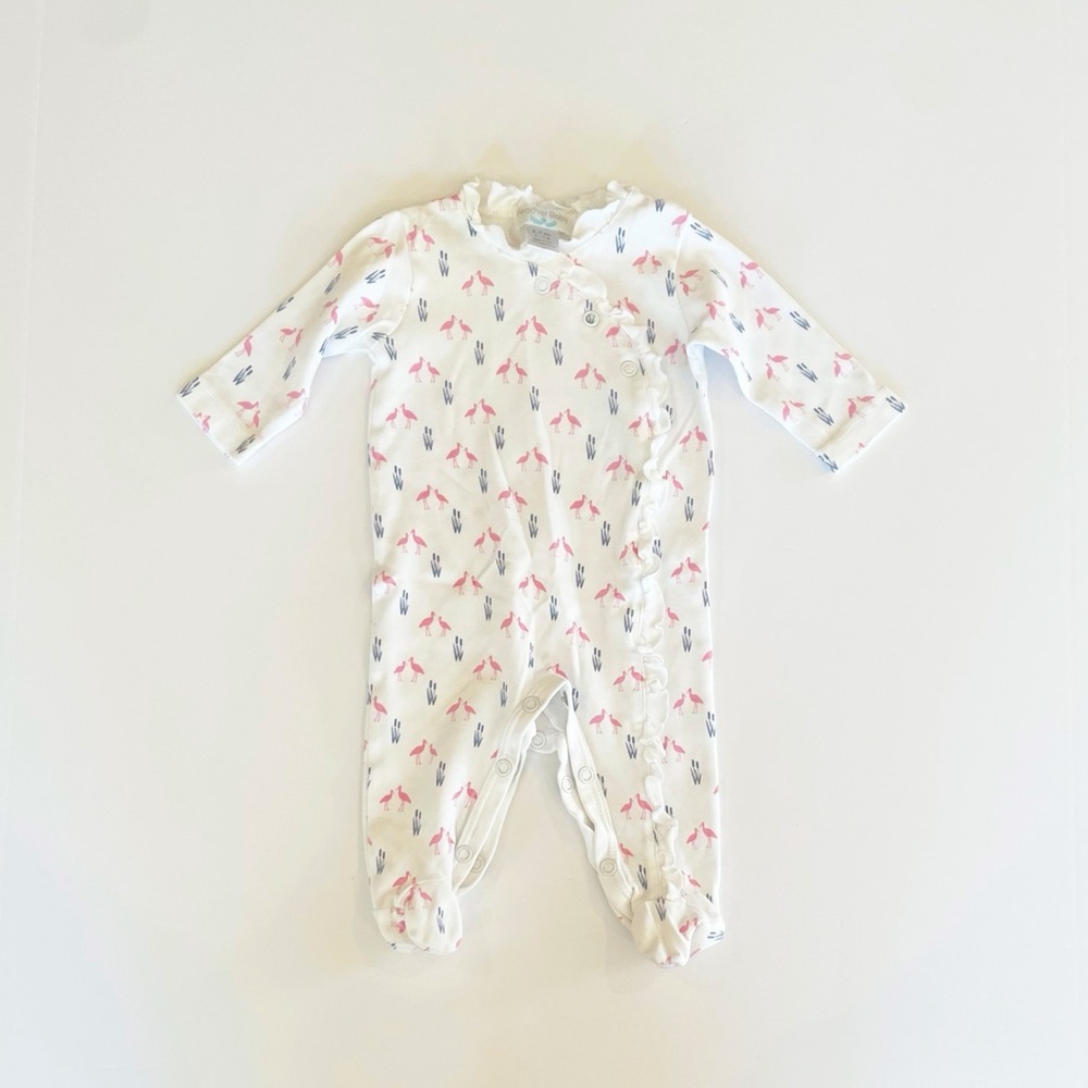 Feather Baby Kimono Ruffle Footie